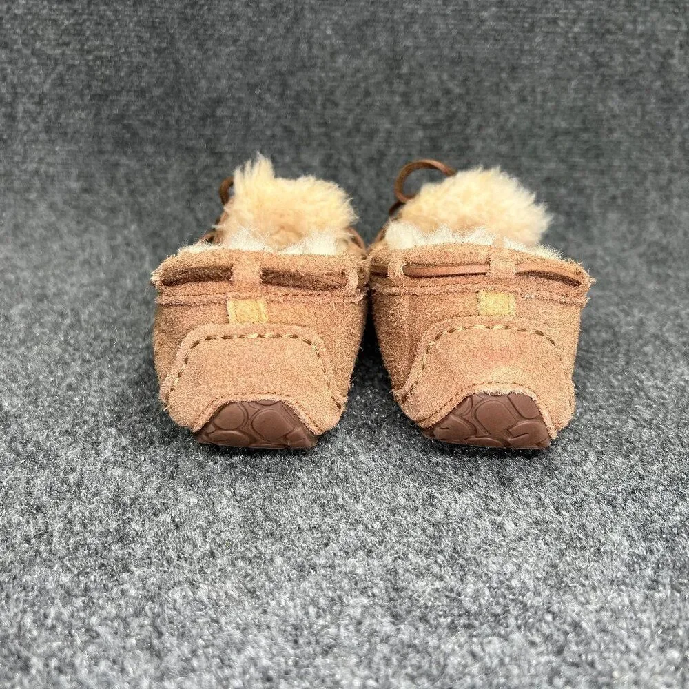 UGG Dakota Slippers Girl's 3 Chestnut Suede Shearling‎ Lined Cozy Slip On Shoes